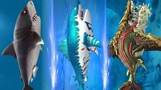 ANCIENT MEGALODON VS MEGA MAX VS DARKLODON - HUNGRY SHARK VS DOUBLE HEAD SHARK ATTACK