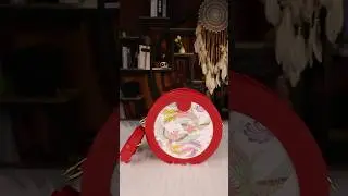 Red painted round cake bag#customized#craftsman#Handmade bag#United States of America#Luxury bags