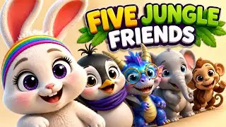 Five Jungle Friends 🐒🐘 | Counting 1-5 Song | Toffee Drago Iggi | Tuntella Nursery Rhymes #kidssongs