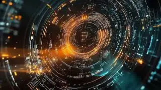 Futuristic Neon Digital Interface with Glowing Rings VJ Loops