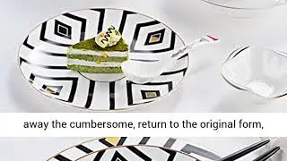 50 pieces Fine Bone China Porcelain Dinnerware Set, Zebra Pattern European Modern Simple Wedding Gif