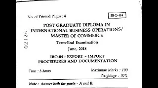 IGNOU M.Com IMPORT AND EXPORT  QUESTION PAPER 2018