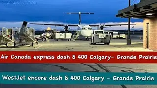 ￼ Double Dash 8 Q400s landing at Grande Prairie Airport YQU 