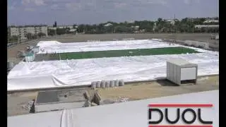Installation process of 142m x 92m x 26hm air dome