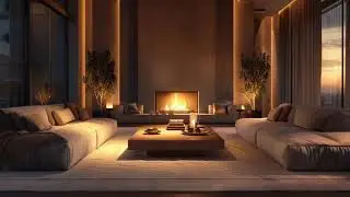 4K Luxury Living Room Ambience 🌧️ Rain & Fireplace | Relax, Sleep, Unwind