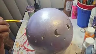✨ Painting a Celestial Lamp: Moon & Stars Glow-Up! 🌙💜 