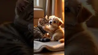 Adorable Cat & Puppy Together 🐱🐶 | Real Pet Sounds | Calm & Heartwarming | Be Happy Always