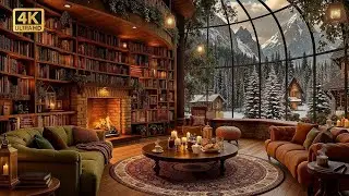A Majestic Winter Jazz Library Beneath a Glass Dome ❄️ Alpine Silence, Firelight & Deep Mental Focus