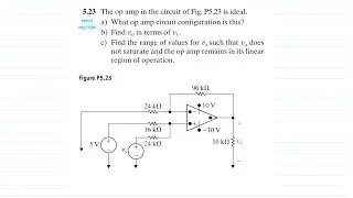 Problem 5.23 (Nilsson Riedel) Electric Circuits 10th Edition - Non-Inverting Summing Amplifier