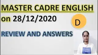 MASTER CADRE ENGLISH| Answer keys | -28/12/2020