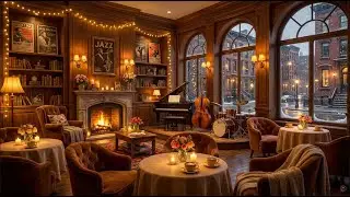 Relaxing January Winter at Cozy Coffee Shop Ambience ⛄ Soft Jazz Background Music to Study