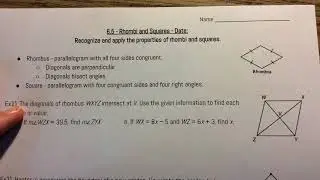Geometry - 6.5 Rhombi and Squares