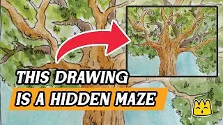 A maze hidden in a water colour drawing- Daily New Puzzle #009