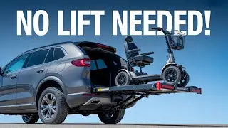 Hitch-Mounted Scooter Lift &mdash; 350 lb Electric Power Chair Carrier (Auto Jack, Folds Fast)