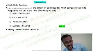 Companies Act 2013 Important MCQs for S Y B Com. CA Foundation IPCC