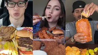 TIKTOK MUKBANG COMPILATION IN N OUT FLYING DUTCHMAN CHILI'S MOZZARELLA STICKS SLIDERS BURRITO BURGER