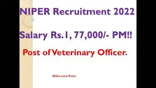 NIPER Recruitment 2022 #niper  Veterinary Officer #nipermohali #animalcrossing #animals