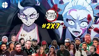 [22 PEOPLE REACT] DEMON SLAYER Season 2 Episode 7 Mega Reaction Mashup