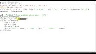Python Program to fetch one record from table using fetchone()