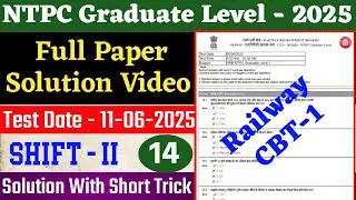 Railway NTPC previous year paper solution | RRB Paper -11-6-2025 | shift-2 | RRB NTPC Graduate Paper