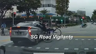 21Jul2025  Woodlands Ave 4  &1 cyclist fail to conform to red light signal & hit toyota prius