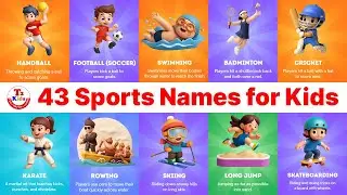43 Sports vocabulary | 43 Sports Names for Kids 🏆| Kids Educational Video