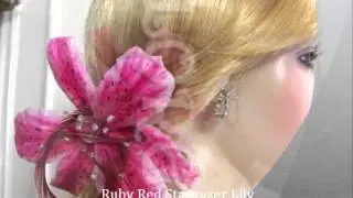 Designer Bridal Hair Dress Accessories Stargazer Lily French Silk Flower