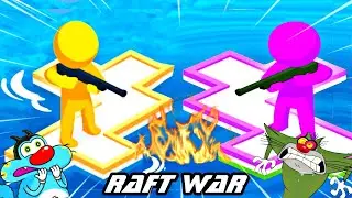 Oggy And Jack try to Max Level in War If Raft Game 😱 Oggy Game Part-2