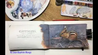 Gouache Study - Chipmunk by JB Monge