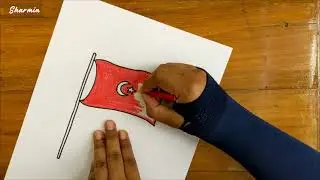 How to draw the National Flag of Turkey #flagdrawing #turkey #drawing