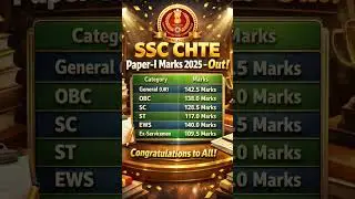 SSC CHTE Paper-I Marks 2025 &ndash; Out