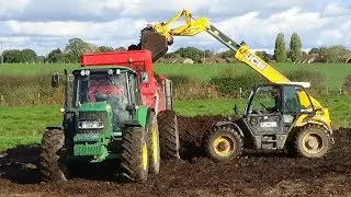Loading & Spreading Muck with John Deere 6330 & Teagle plus JCB Telehandler