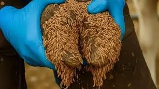 Extreme Insects Worm Infestation in Cow Hoof &ndash; Full Treatment & Cleaning Procedure