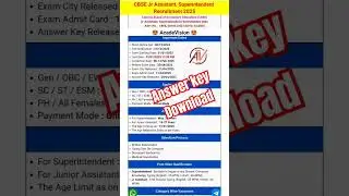 CBSE Jr Assistant, Superintendent Recruitment 2025 Answer Key Download #cbse
