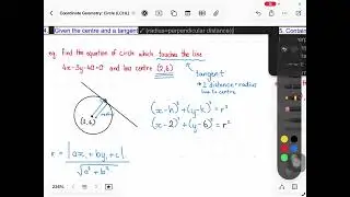 LCHL Coordinate Geometry of Circle: Equation of Circle Given Centre and Tangent