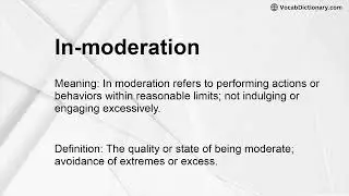 In-moderation Meaning