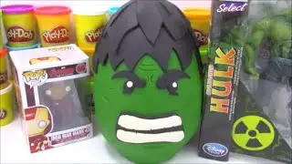Giant Hulk Playdoh Surprise Egg with Marvel Transformers and TMNT toys!