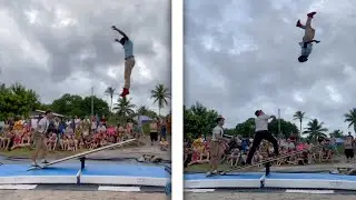 Hilarious Teeterboard Circus Act! (CIRCUS TRICKS)