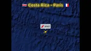 Costa Rica 🇨🇷 to Paris France 🇫🇷 Flight route distance in kilometres plus total time taken to arrive