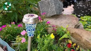 GIGALUMI Solar Garden Lights, Outdoor 3 Pack Pathway lights, Mosaic LED Garden Lights