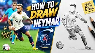 Step by Step Pencil Drawing | Action Neymar Controlling the Ball Energetically