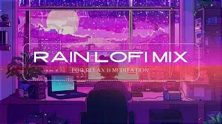Cozy 16-Bit Pixel Art | Purple & Pink Rainy Room + ASMR Computer Ambience