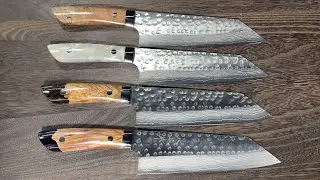 Takeshi Saji SRS13 Damascus Bunka Knives 180mm Stabilized Hybrid Resin Handle