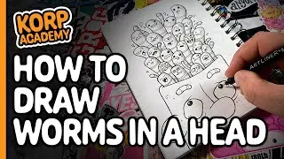 How to Draw a Head Full of Cute Worms with a Fineliner (step-by-step)