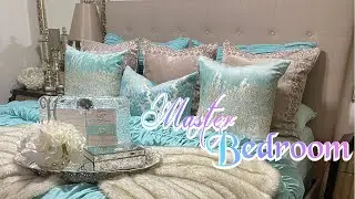 Master Bedroom Spring Refresh #springcleaning #masterbedroomdecor #glambedroomdecor #glamhomedecor