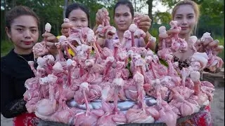 Chicken leg crispy with peanut cook recipe and eat - Amazing video