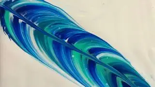(533) How to String Pull a Feather, Acrylic Paint Pouring