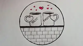 Friendship drawing easy |Best friend in cup drawing |pencil drawing | Bff drawing