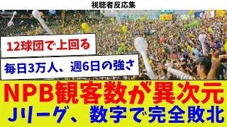 【視聴者反応集】NPB観客数が異次元Jリーグ、数字で完全敗北【野球情報】【2ch 5ch】【なんJ なんG反応】【野球スレ】