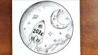 How to Draw a 2026 Space Rocket 🚀 | Easy Pencil Drawing Tutorial